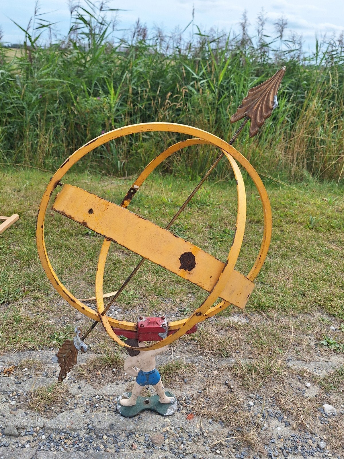 Vintage Zonnewijzer met Atlas Hercules, Ophalen