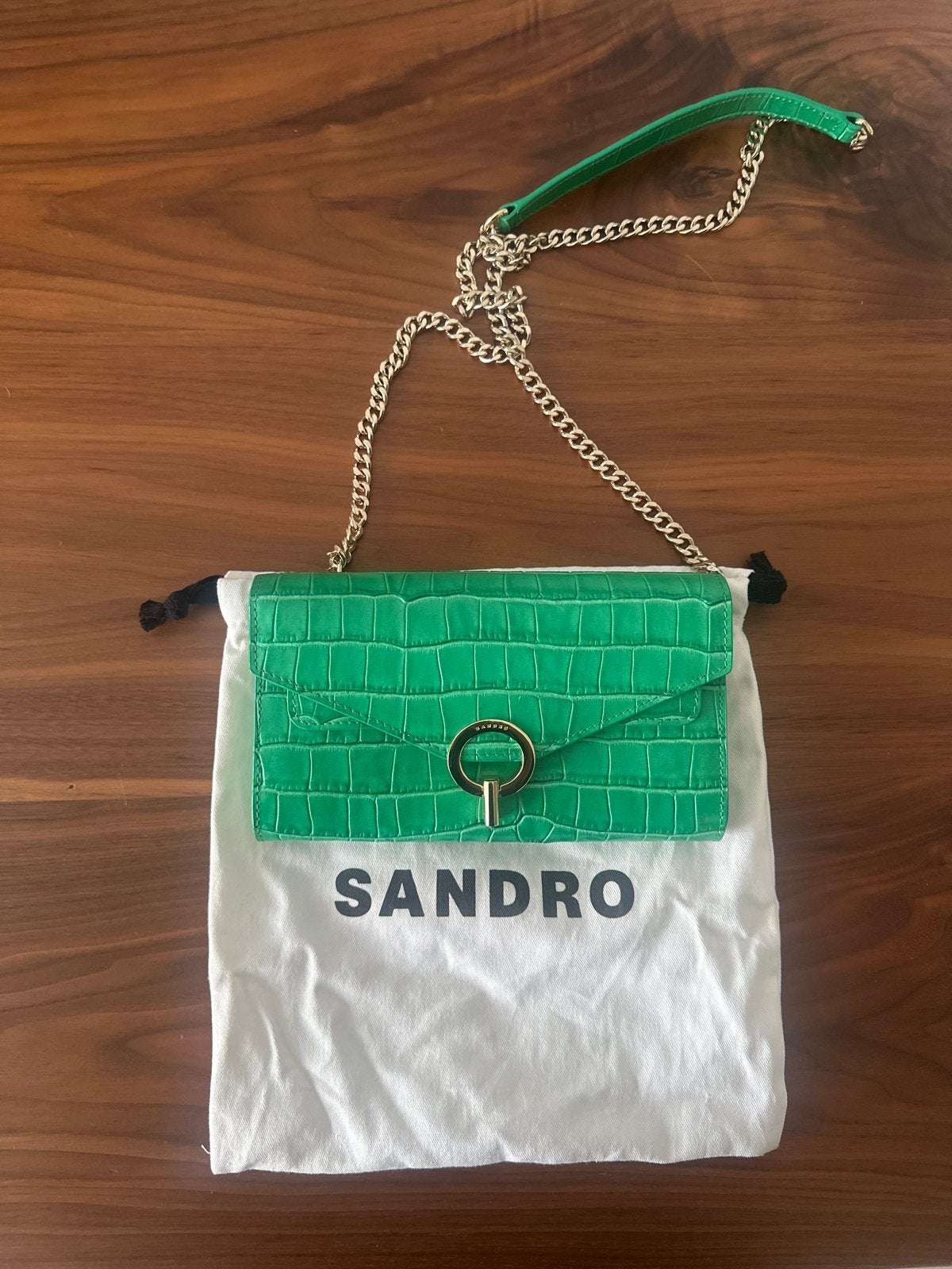 Sandro tasje groen krokodillenprint, Ophalen of Verzenden, Zo goed als nieuw, Groen, Avondtasje