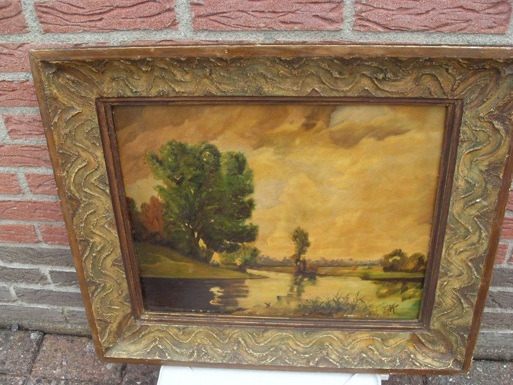 schilderij landschap, Antiek en Kunst, Ophalen of Verzenden, Ingelijst, Landschap