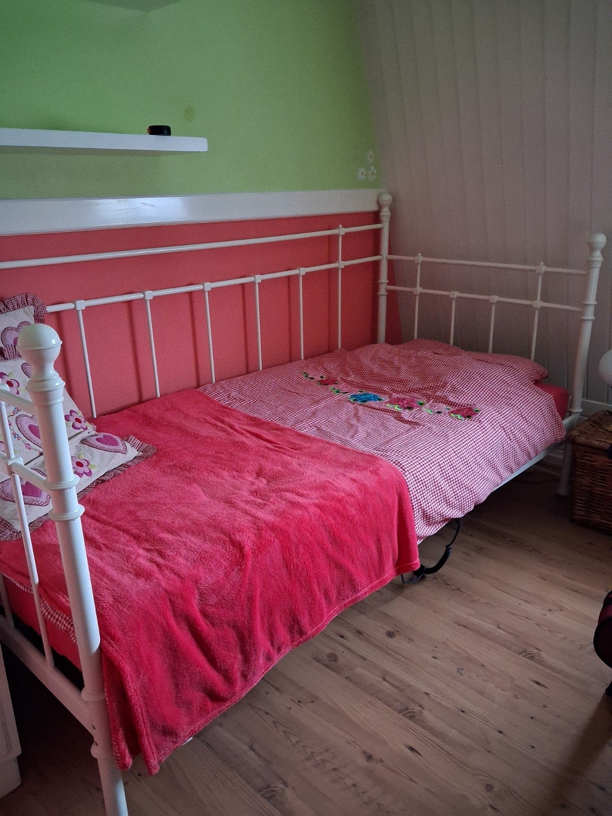 Eenpersoonsbed wit metaal, Ophalen, Gebruikt, 90 cm, Eenpersoons