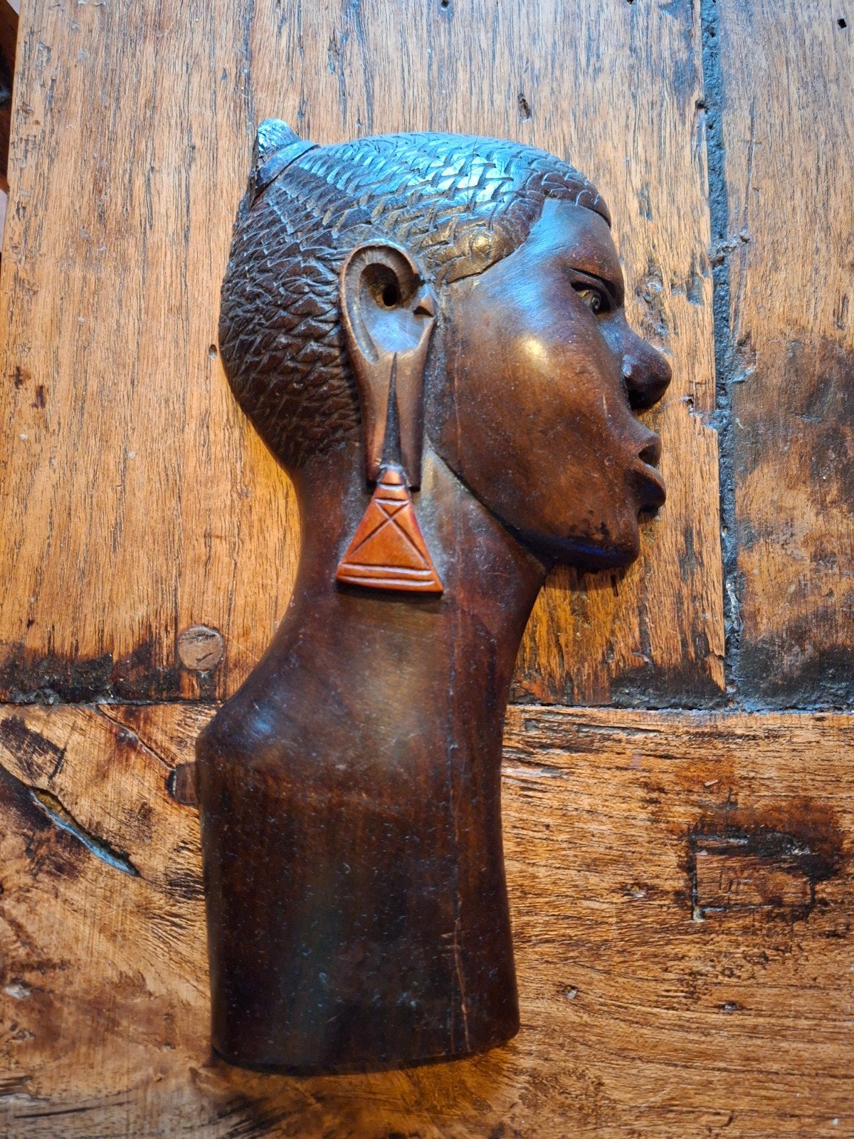 Houten Afrikaans masker/beeld - 26x13cm, Hout, Bruin, Verzenden, Houtsnijwerk