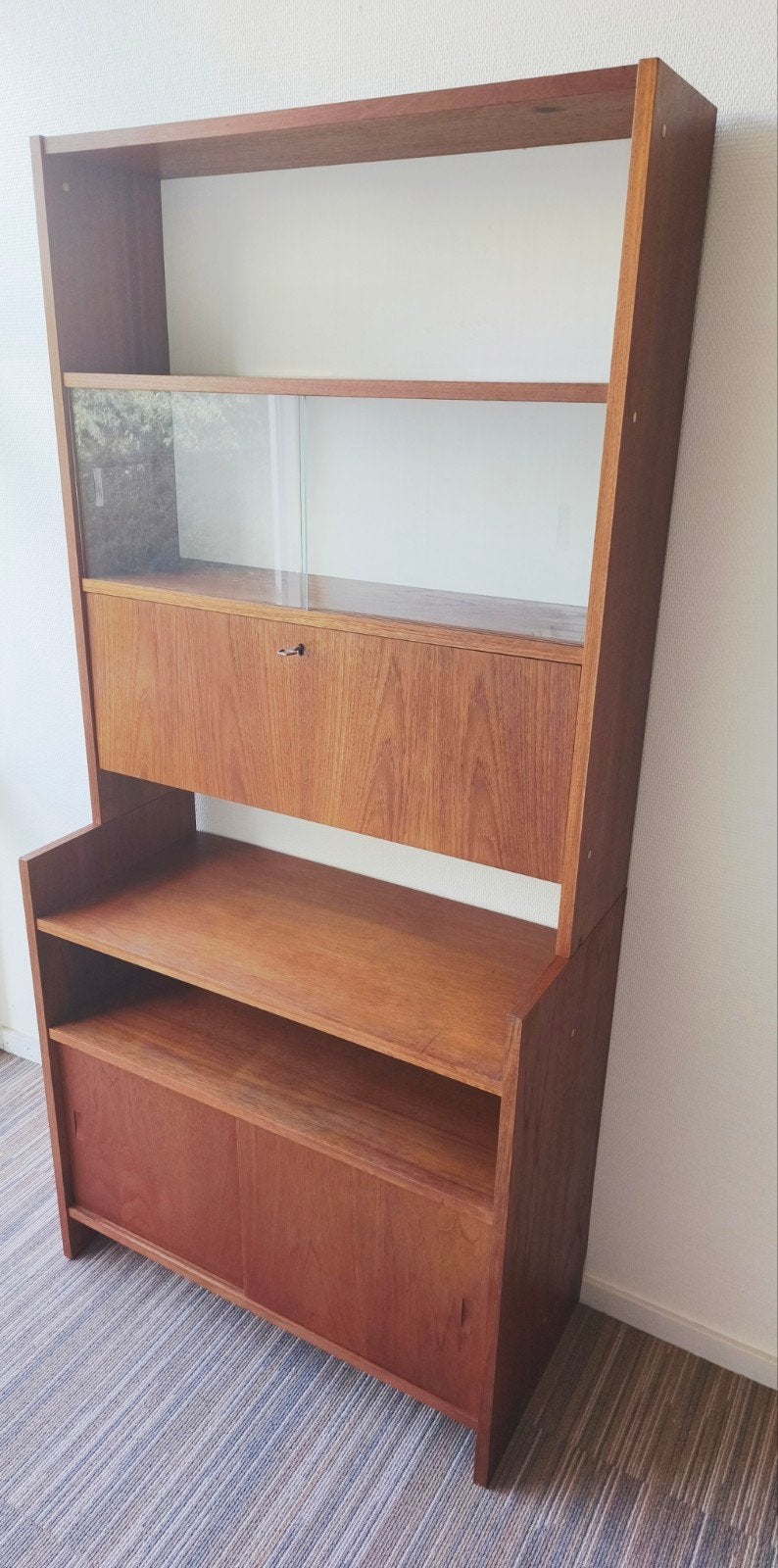 Vintage jaren 60 teak Poul Cadovius KLM kast system, Ophalen, Gebruikt, Met deur(en), Teakhout