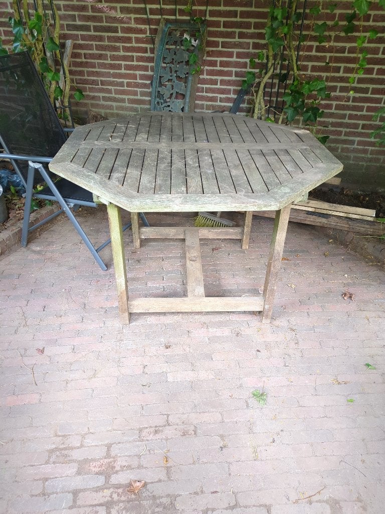 Houten tuintafel, Tuin en Terras, Tuintafels, Ophalen, Gebruikt, Rond, Hout