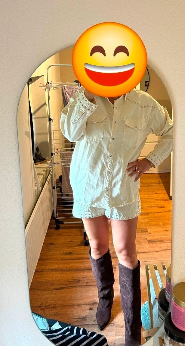 Loavies Oversized Blouse en Short Set met Studs, Kleding | Dames, Loavies, Ophalen of Verzenden, Zo goed als nieuw, Maat 46/48 (XL) of groter