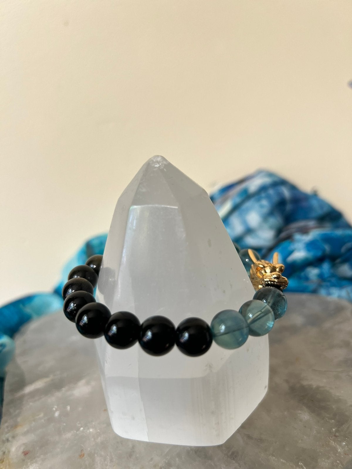 Obsidiaan goudobsidiaan fluoriet draak geluk uniek beschermt, Met bedels of kralen, Magnolia11, Nieuw, Ophalen of Verzenden