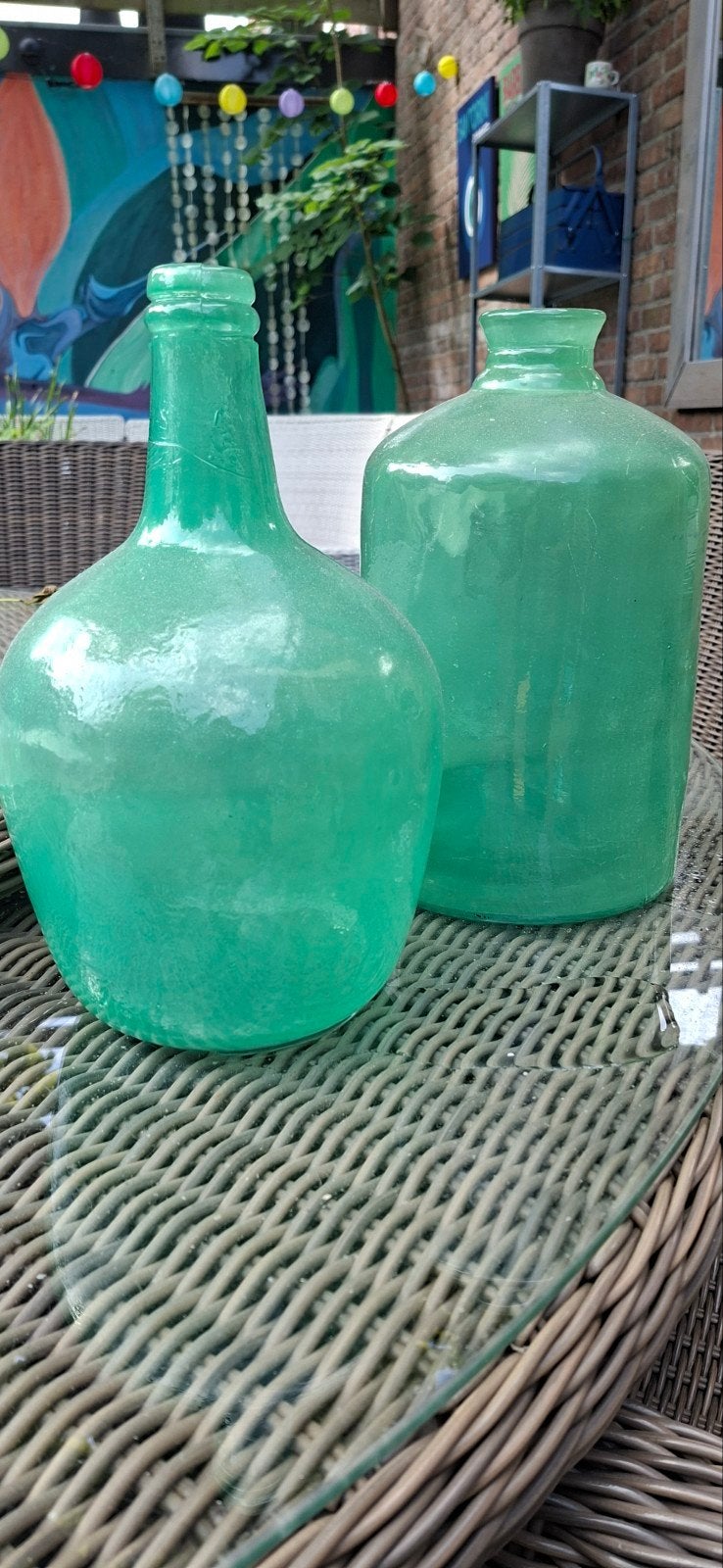 Set van 2 zware groene glazen vazen, Ophalen