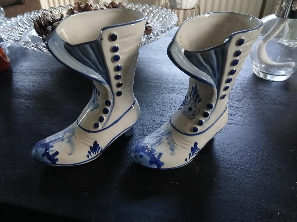 Delfts Blauw Laarsjes Vazen - Set van 2, Ophalen of Verzenden