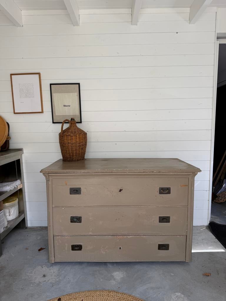 Brocante kast met 3 laden en klep, uniek!, Huis en Inrichting, Kasten | Ladekasten, Gebruikt, Minder dan 100 cm, 50 tot 100 cm