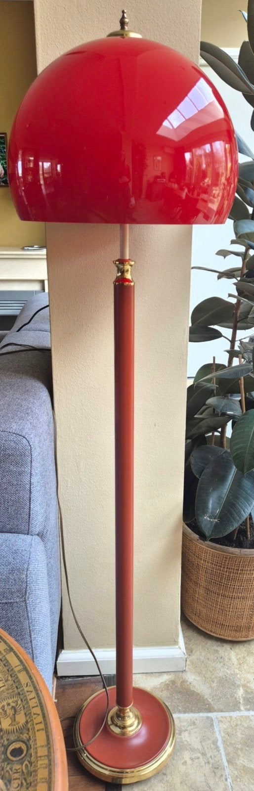 Vintage Kullmann Vloerlamp met Rode UFO Mushroom Kap, Ophalen