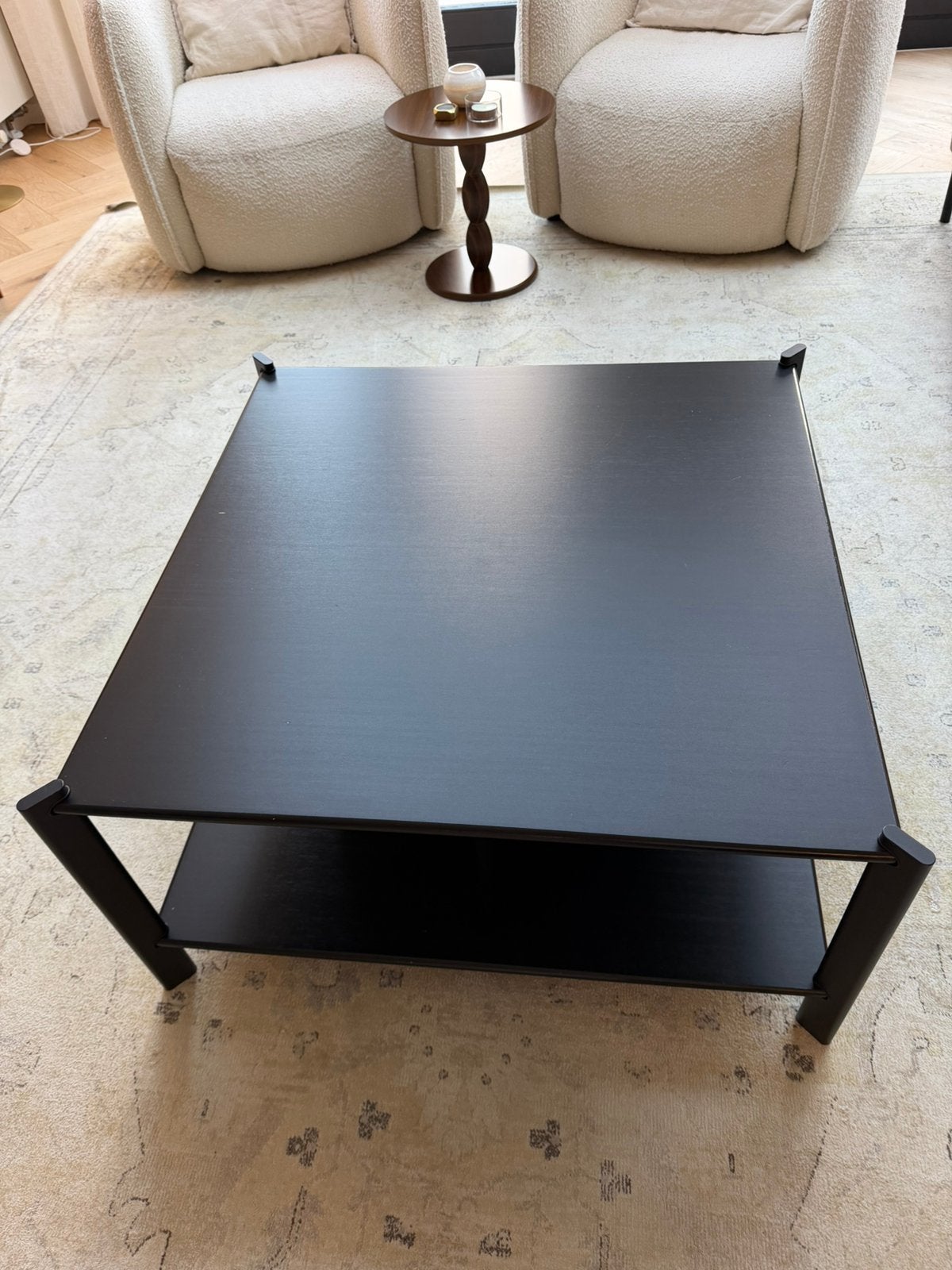 Zwart houten salontafel, Ophalen, Overige materialen, Gebruikt, 100 tot 150 cm