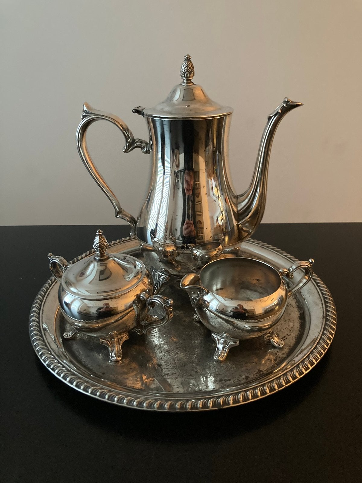 Verzilverd vintage koffie servies, Antiek en Kunst, Ophalen