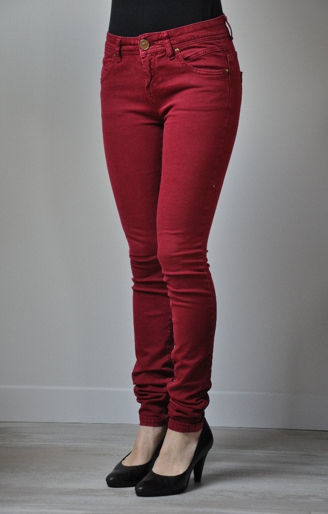 pull&bear jeans 34, rode jeans 34, xs, Overige kleuren, Ophalen of Verzenden, Zo goed als nieuw, W27 (confectie 34) of kleiner