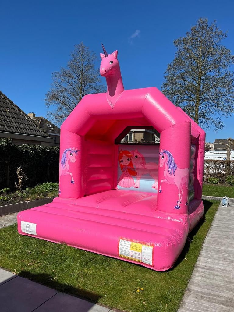 Te huur: Roze Unicorn springkussen. Unicorn feestje, Hobby en Vrije tijd, Feestartikelen | Verhuur, Zo goed als nieuw, Verjaardag