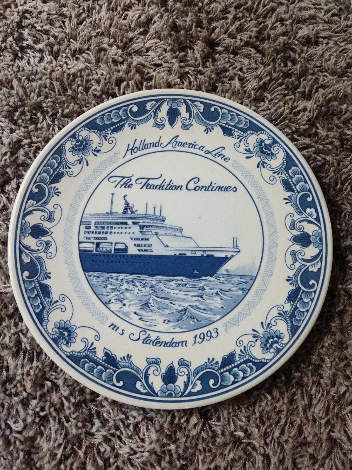 Delfts Blauw bord Holland America Line Statendam vintage, Antiek en Kunst, Ophalen of Verzenden