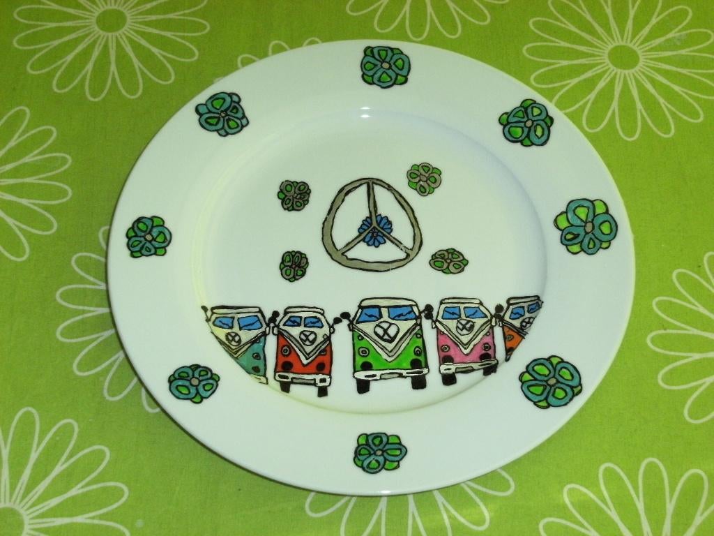 Nieuw: uniek bord met Volkswagen busjes (27 cm doorsnede), Ophalen of Verzenden, Zo goed als nieuw, Auto's