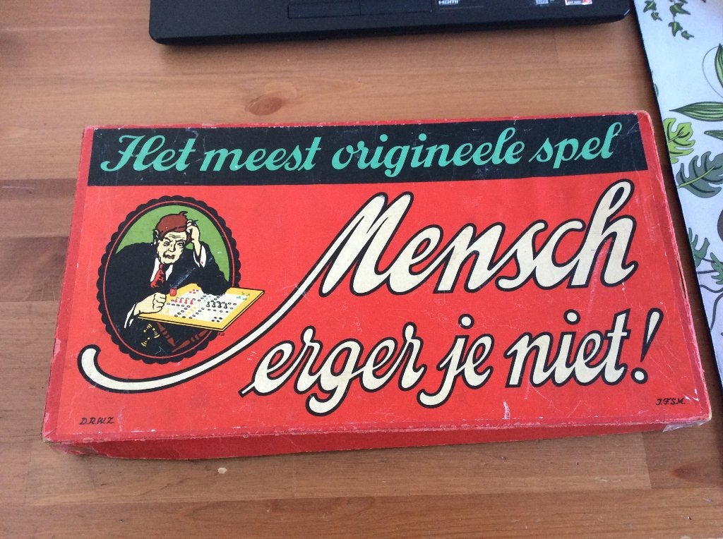 antiek mensch erger je niet. D.R.W.Z. 1928. houten pionnen, Ophalen of Verzenden, Gebruikt