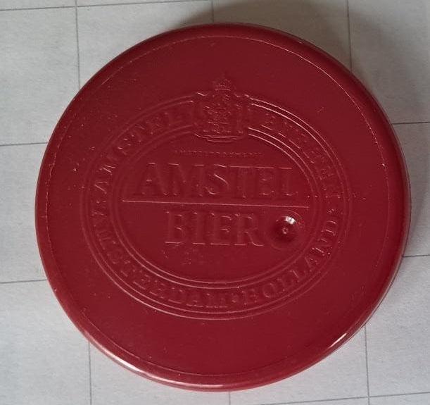 Amstel Bier Bierfust afdekkapje rood, Ophalen of Verzenden, Gebruikt, Reclamebord, Plaat of Schild, Amstel