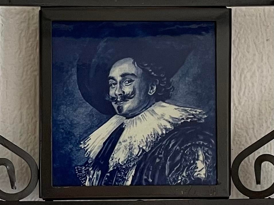 Smeedijzeren kapstok met Frans Hals tegel, Huis en Inrichting, Woonaccessoires | Kapstokken, Wandkapstok, Gebruikt, Ophalen of Verzenden