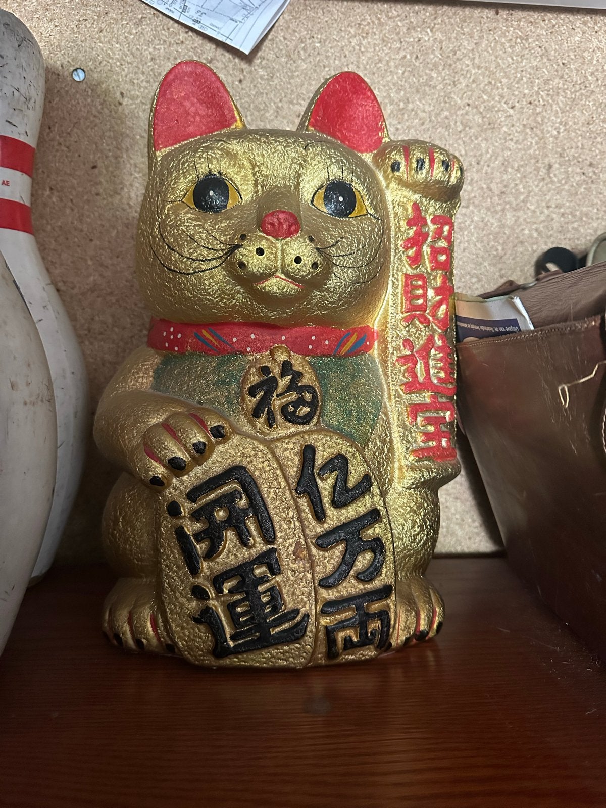 Gouden Maneki Neko gelukskat - Oosterse decoratie, Ophalen, Gebruikt, Oosters, Goud