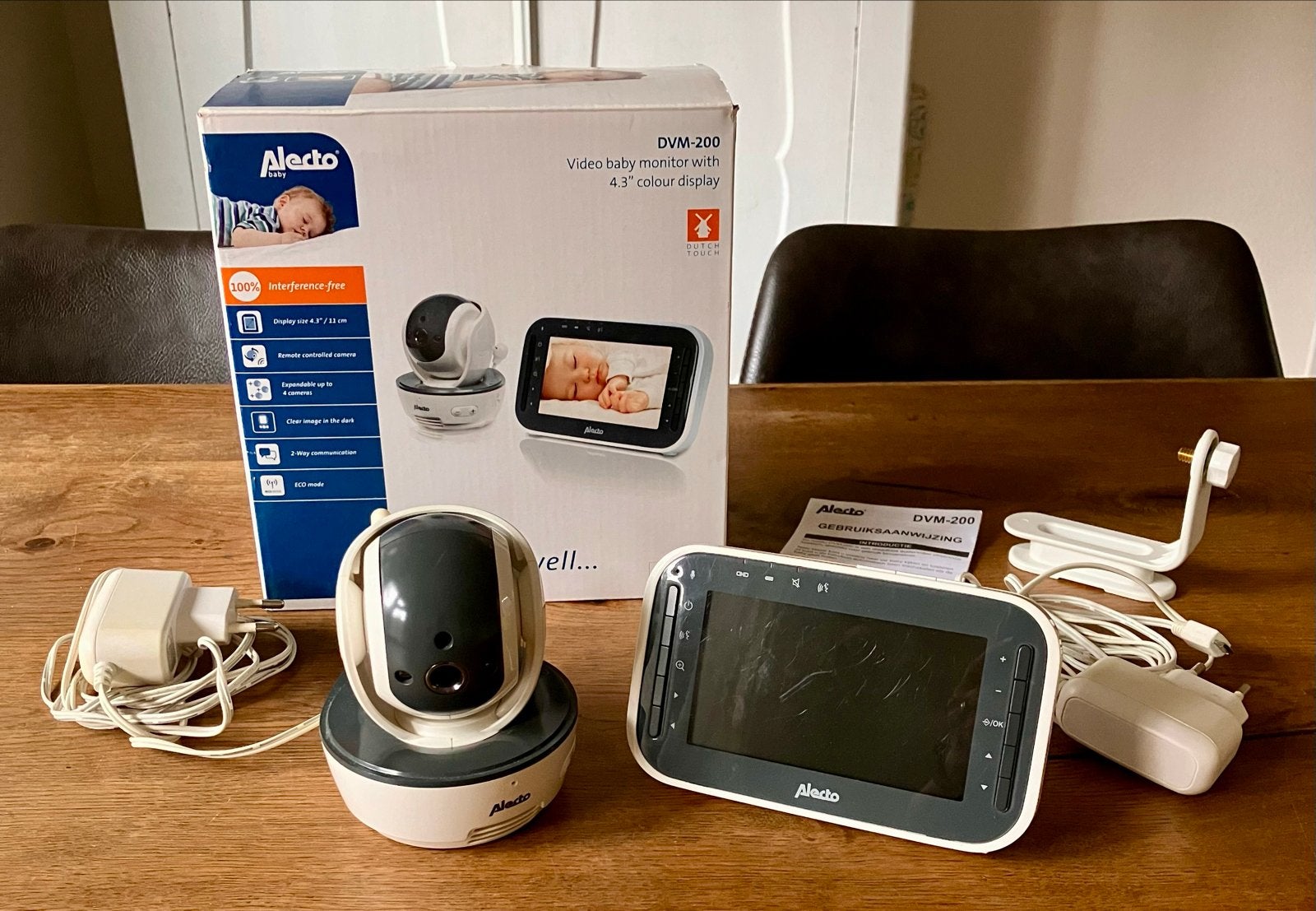 Alecto DVM-200 Video Babyfoon, Kinderen en Baby's, Babyfoons, Ophalen of Verzenden, Gebruikt, 250 meter of meer, Camera