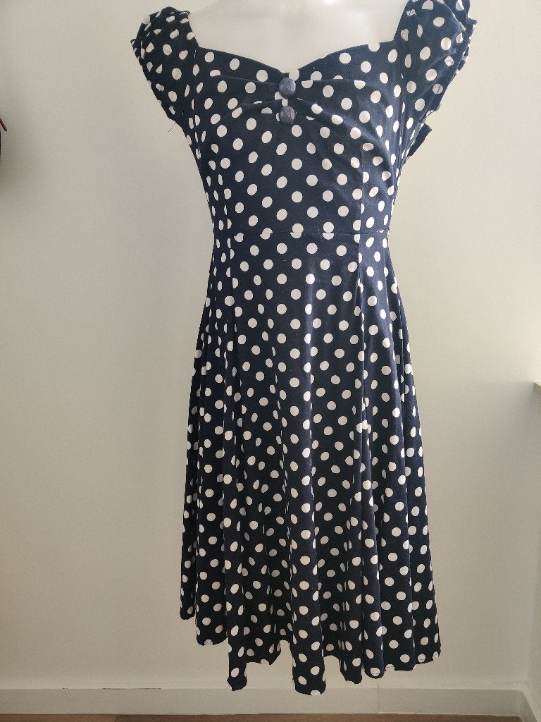 maat XS, 1 Polka Dots jurk ruglengte 95 cm., Kleding | Dames, Collecitif, Meerkleurig, Ophalen of Verzenden, Zo goed als nieuw