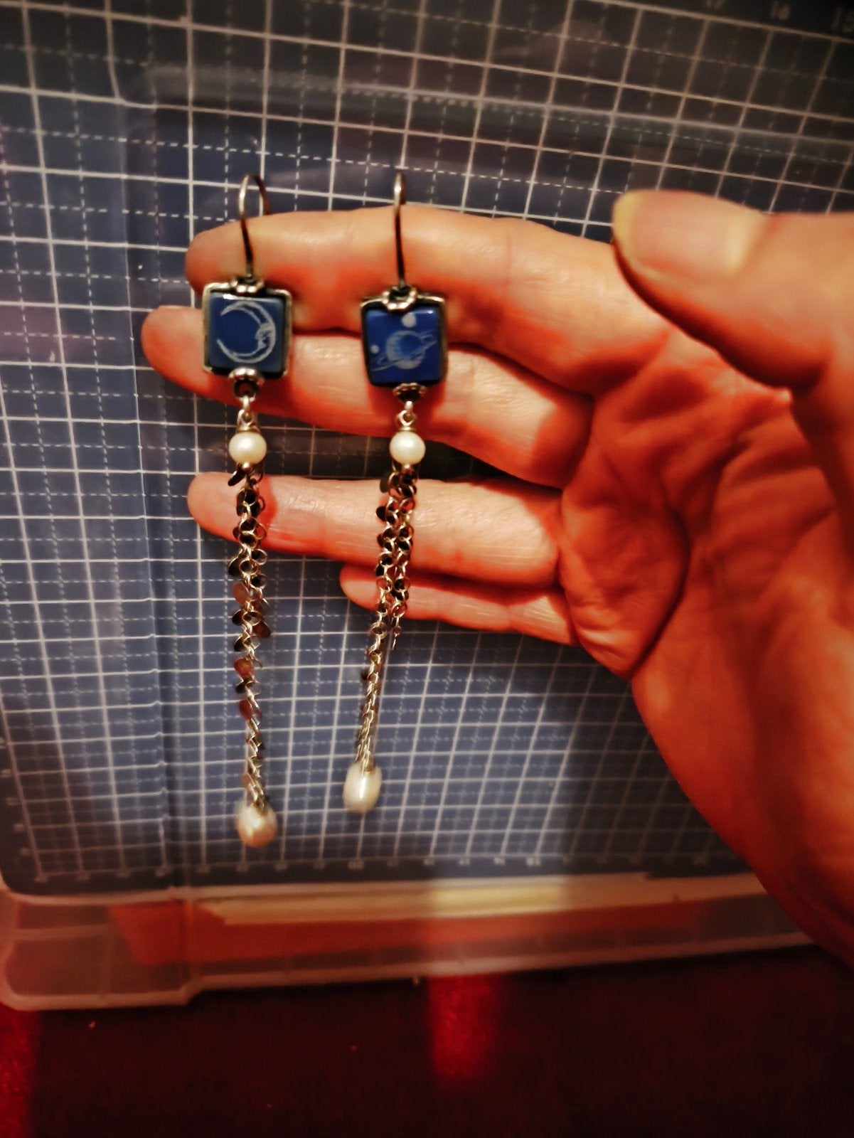 Gem Kingdom oorbellen, Overige materialen, Hangers, Blauw, Ophalen of Verzenden