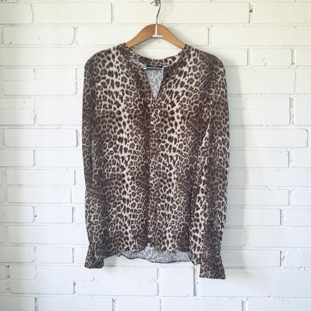 By Malene Birger Blouse 40 Bruin Beige Panter Print Flurella, Maat 38/40 (M), Verzenden, Mb, Beige