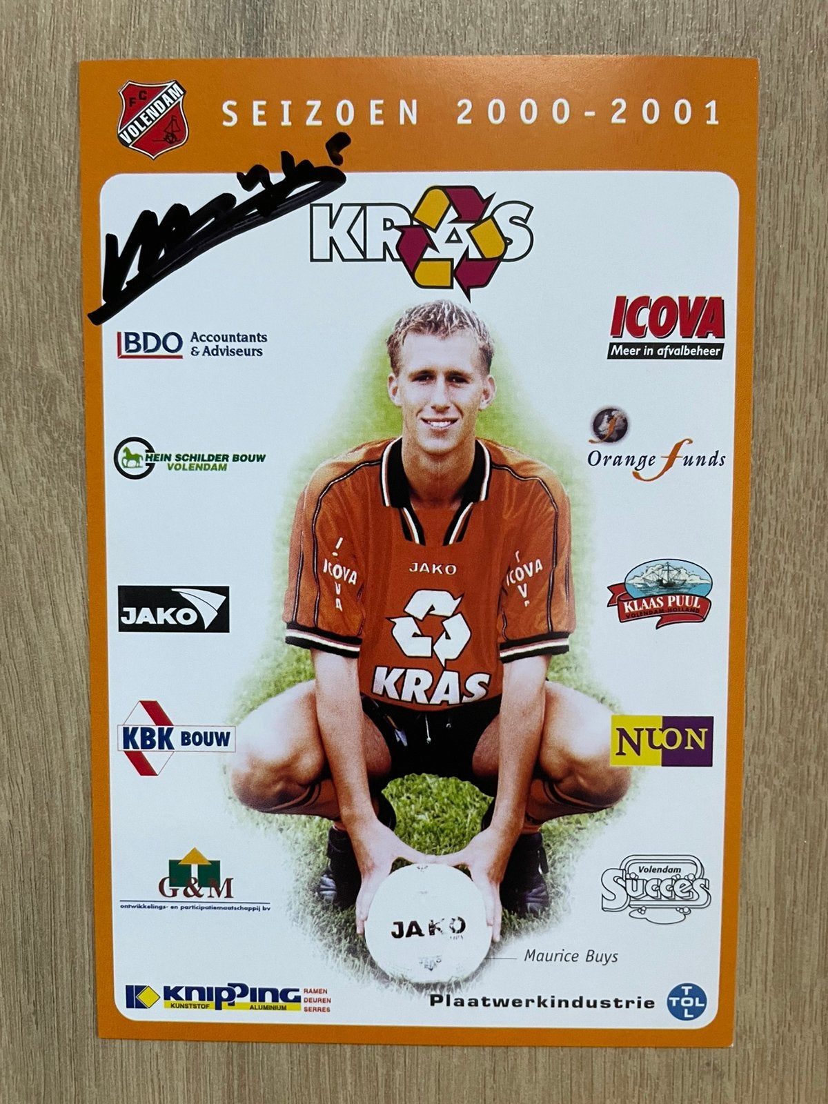 Fotokaart Maurice Buys (Volendam)., Ophalen of Verzenden, Nieuw, Overige binnenlandse clubs, Spelerskaart