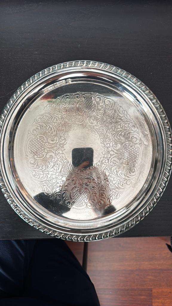 Silverplate Dienblad met Sierlijk Patroon, Ophalen of Verzenden, Zilver