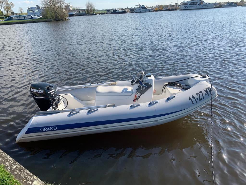 RIB  GRAND  Silverline S370 Sport       25 PK EVINRUDE 4takt, Ophalen, Nieuw, Benzine, Overige materialen
