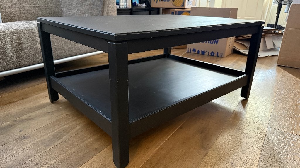 Zwarte salontafel met onderplank, Ophalen, 50 – 75, 100 tot 150 cm, 50 tot 100 cm