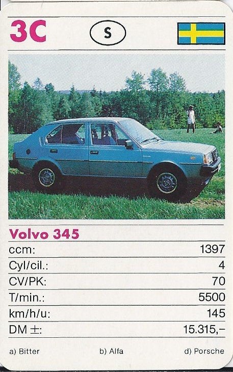 Kw1225 autokaartje 3c volvo 345, Ophalen of Verzenden, Zo goed als nieuw, Auto's