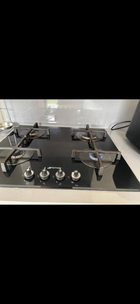 Smeg inbouw gas op glas kookplaat 60 x 51 cm, Witgoed en Apparatuur, Kookplaten, Ophalen, Gebruikt, 4 kookzones, Inbouw