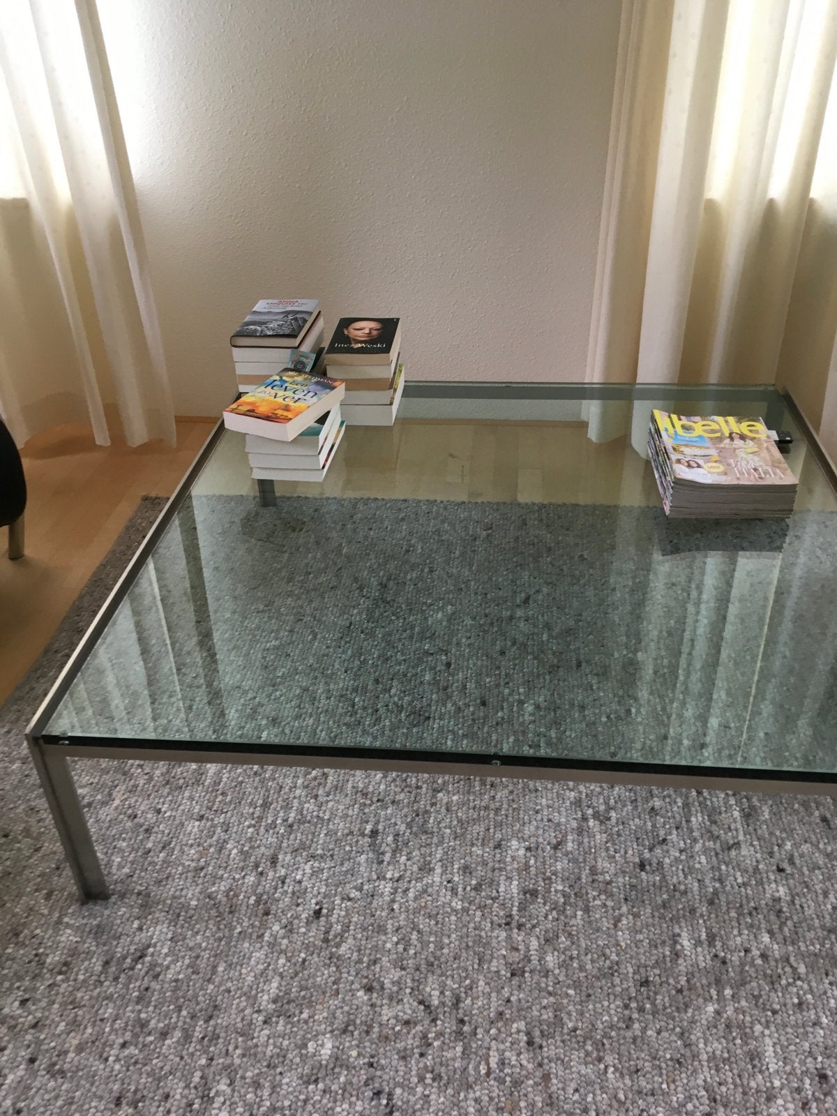 Salontafel. Met metalen frame., Ophalen, 100 tot 150 cm, 50 tot 100 cm, Zo goed als nieuw