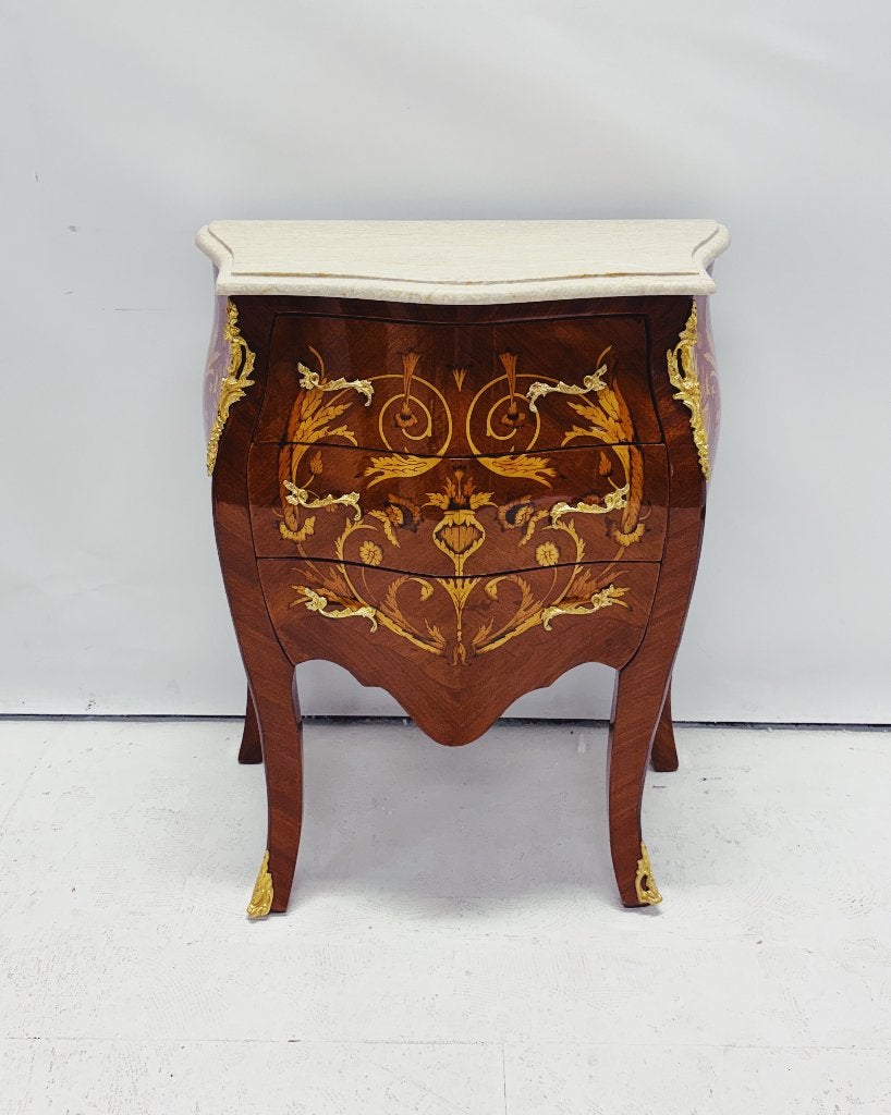 Marqueterie Commode met Marmeren Blad in Louis XV-stijl, Minder dan 50 cm, Rococo, Louis XV, Nieuw, Ophalen of Verzenden