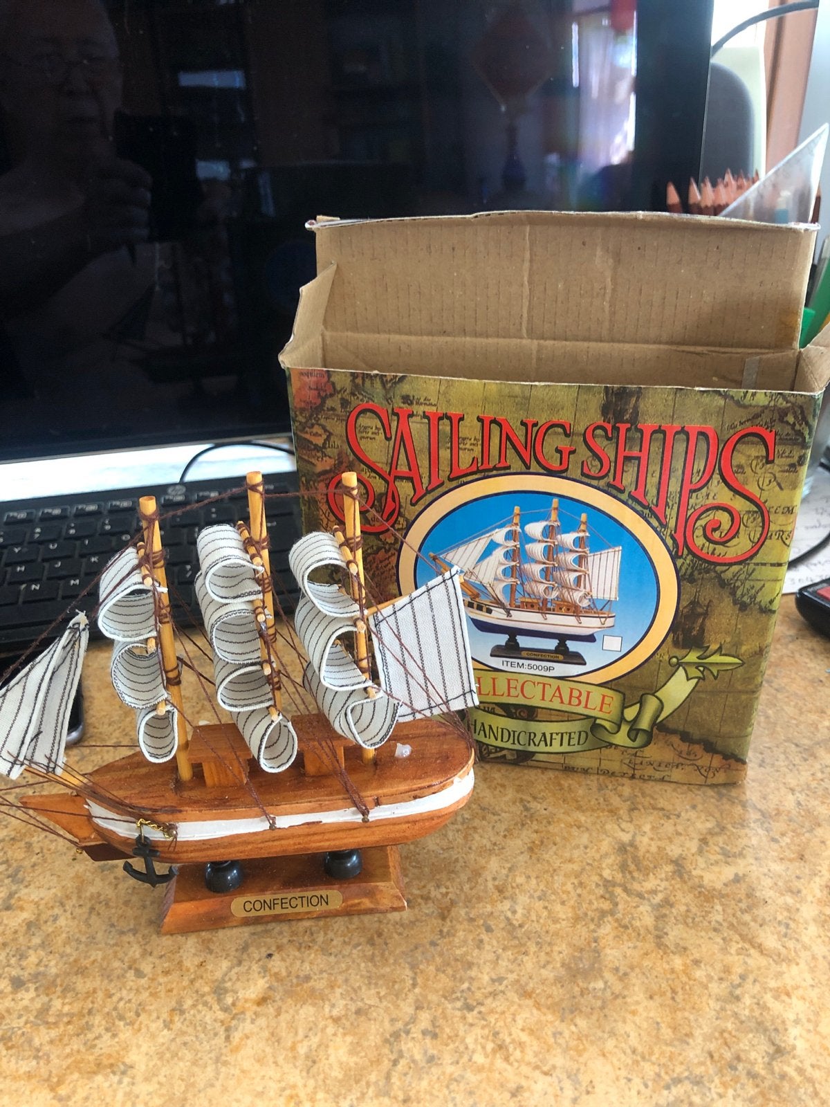 Decoratief Houten Zeilschip - Barco Clasico 16cm, Ophalen of Verzenden, Zo goed als nieuw, Groter dan 1:32, Overige merken