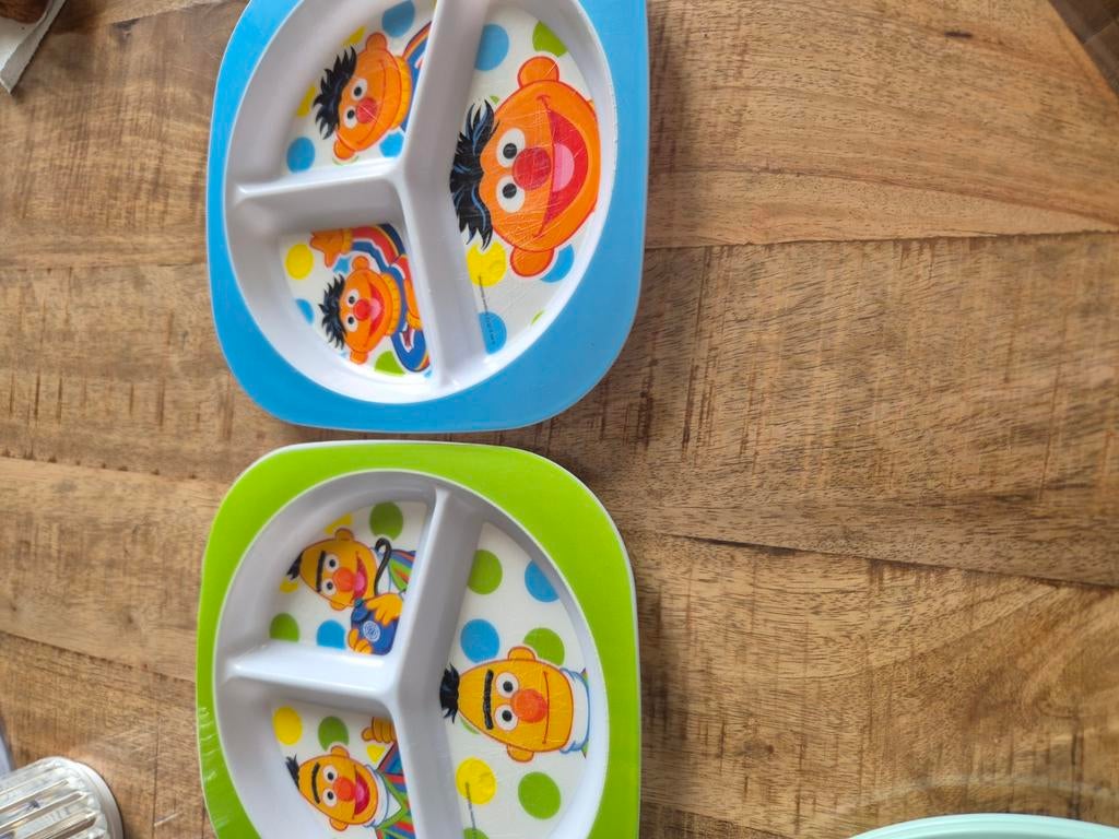 Sesamstraat kinderbordjes - Bert en Ernie, Overige materialen, Gebruikt, Ophalen of Verzenden, Bord(en)