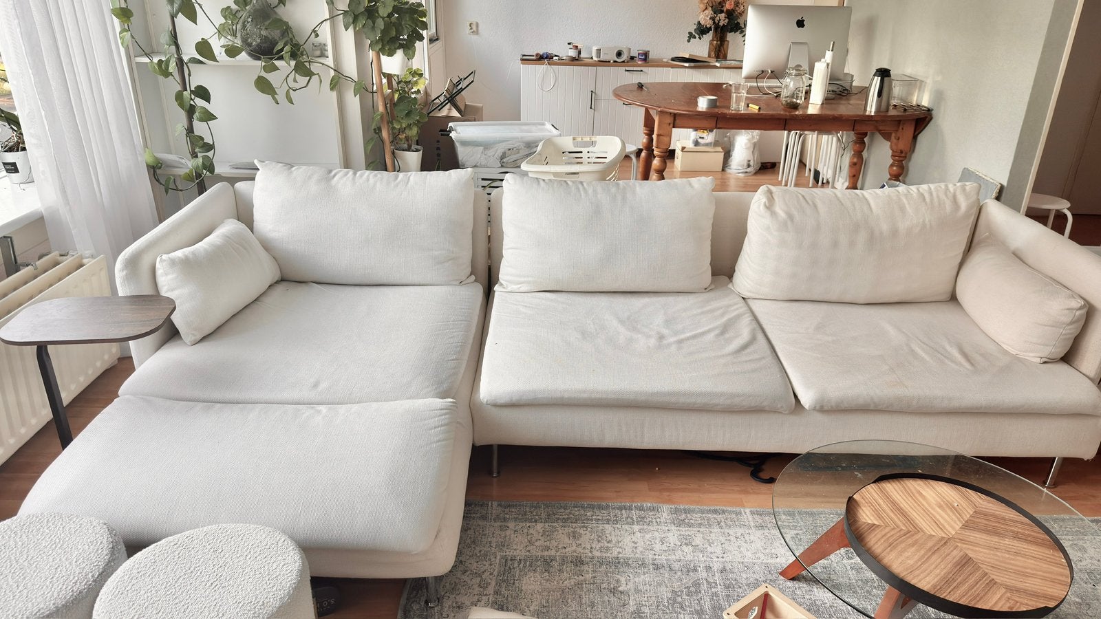 IKEA Hoekbank / Loungebank – Crème/Wit, Ophalen, Gebruikt