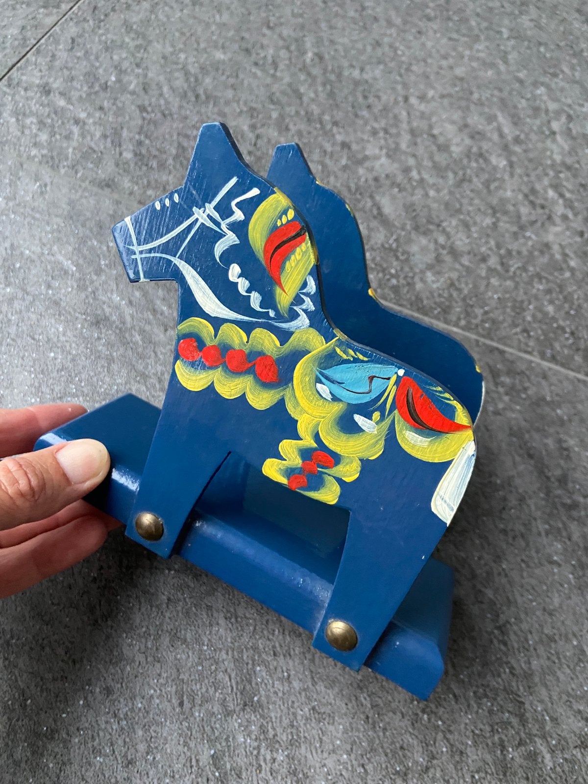 Vintage blauw Dala paard brievenstandaard Zweden Dalarna, Ophalen of Verzenden