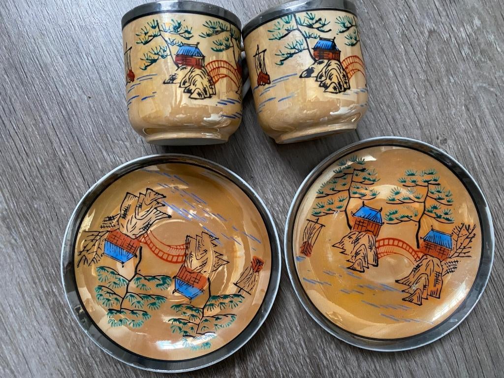 2 prachtige antieke chinese porseleinen kop en schoteltjes, Ophalen of Verzenden, Porselein, Overige stijlen, Kop(pen) en/of Schotel(s)
