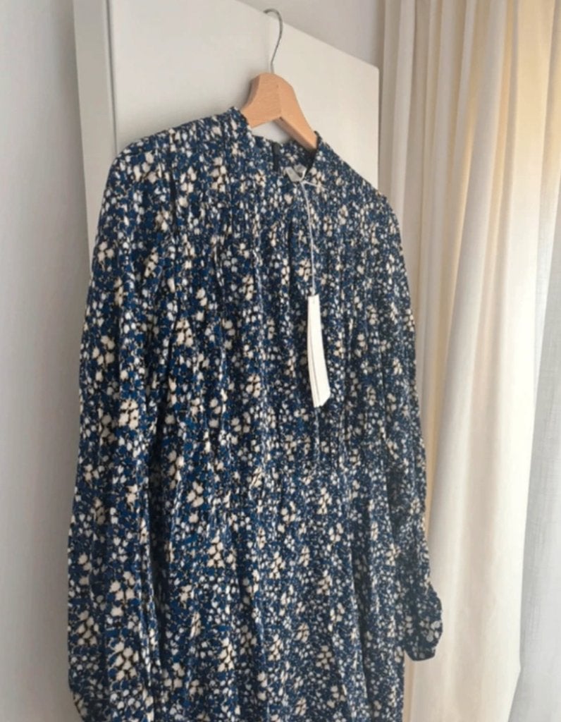 Arket donker blauwe bloemen jurk,design maxi dress, 34/36, Blauw, Nieuw, Ophalen of Verzenden, Arket