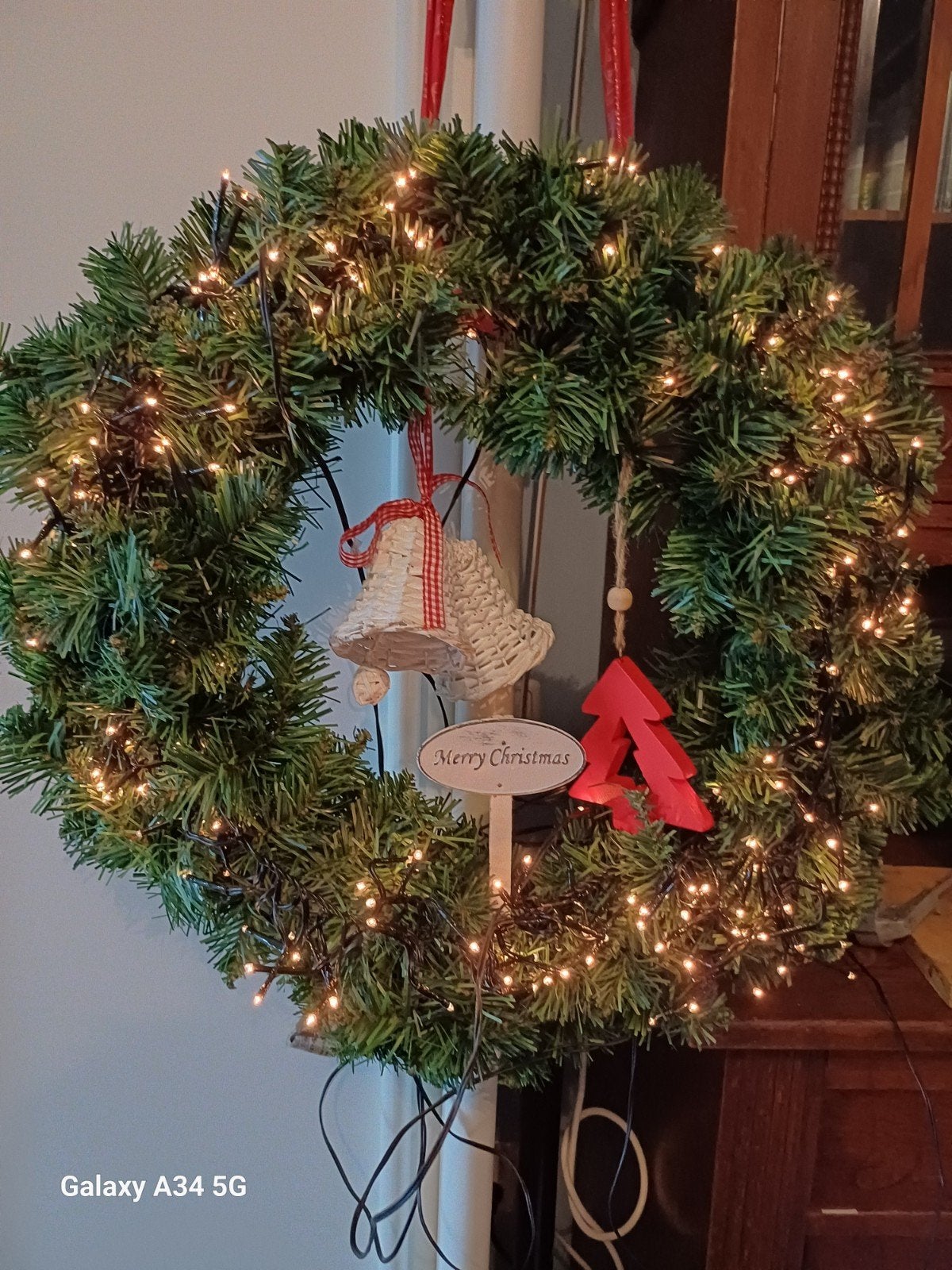kerst deur krans met verlichting 60 cm, Diversen, Ophalen