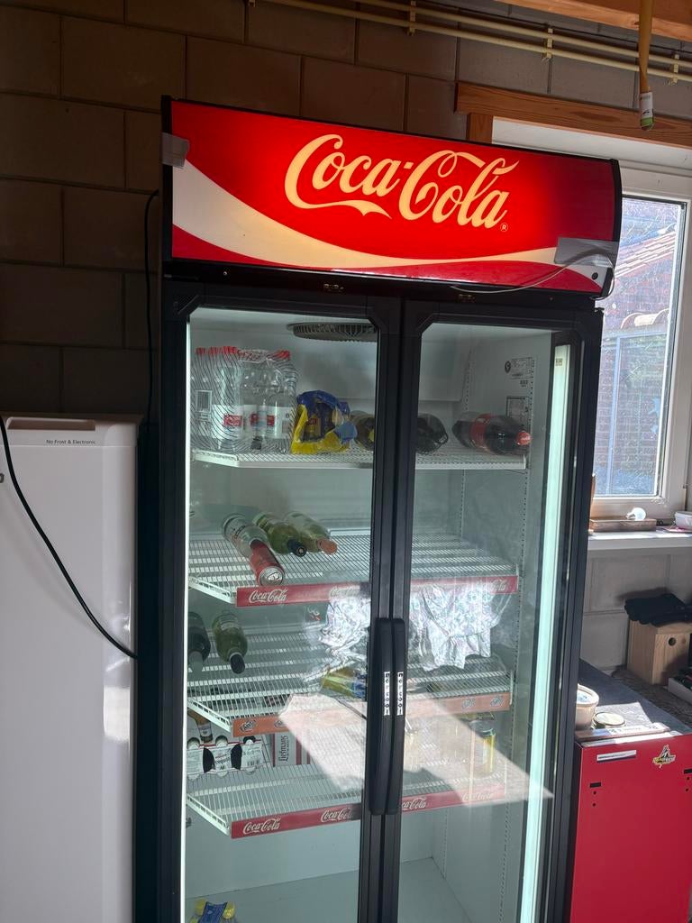 Grote dubbele coca cola koelkast met verlichting ,, Ophalen, 200 liter of meer, 60 cm of meer, 160 cm of meer