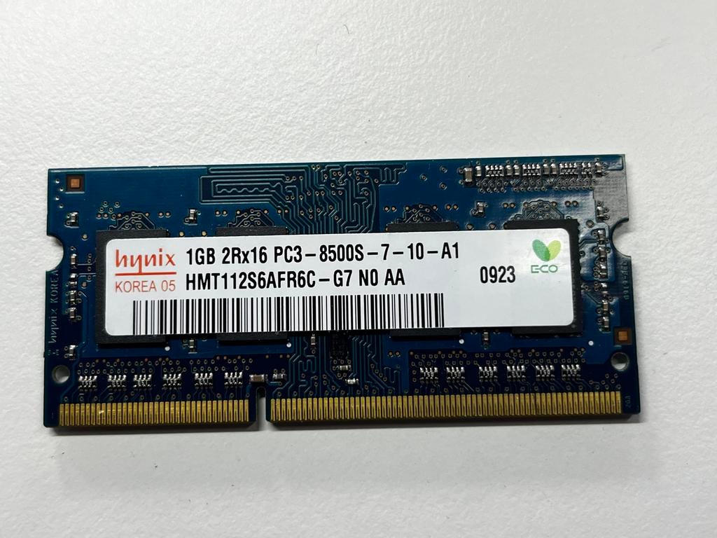 Hynix 1GB SODIMM Laptop Geheugenmodule PC3-8500S, 1 GB of minder, DDR3, Ophalen of Verzenden, Zo goed als nieuw