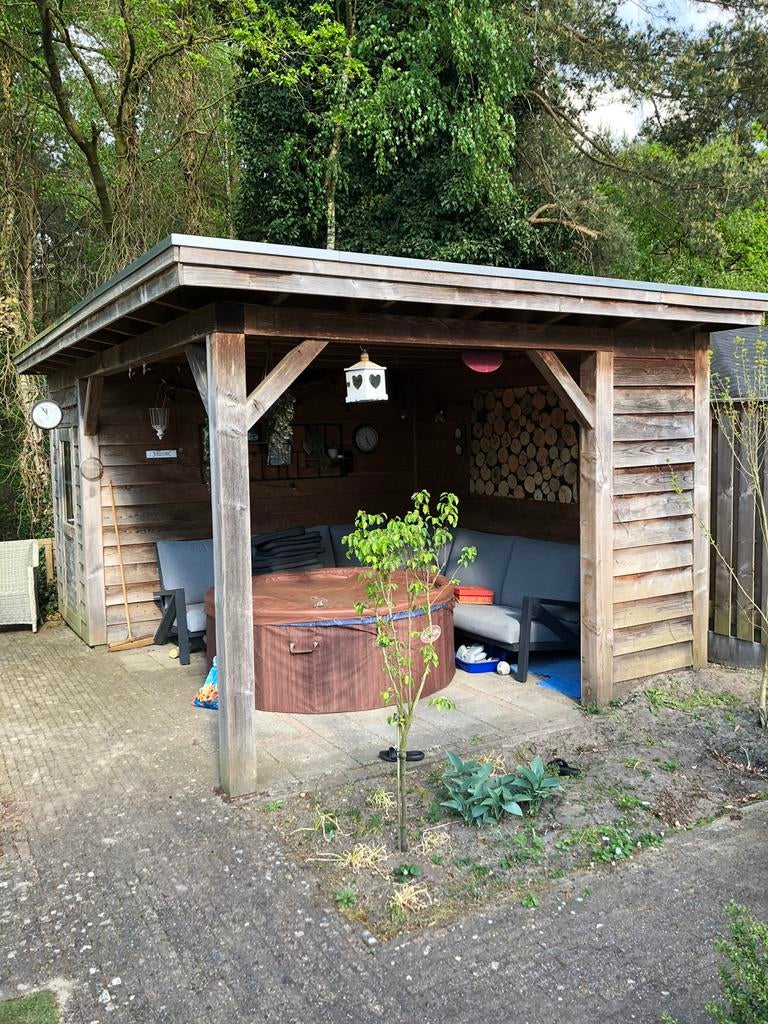Overkapping hout, Tuin en Terras, Tuinhuizen, Gebruikt, Blokhut, Hout, 500 cm of meer, Ophalen