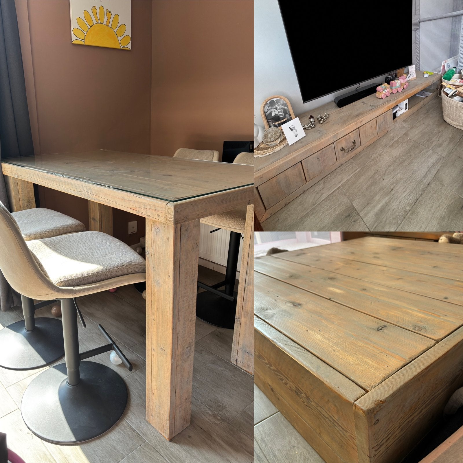 Woonkamerset Bartafel+krukken+salontafel+tvmeubel, Ophalen, 100 tot 150 cm, 50 tot 100 cm, Rechthoekig