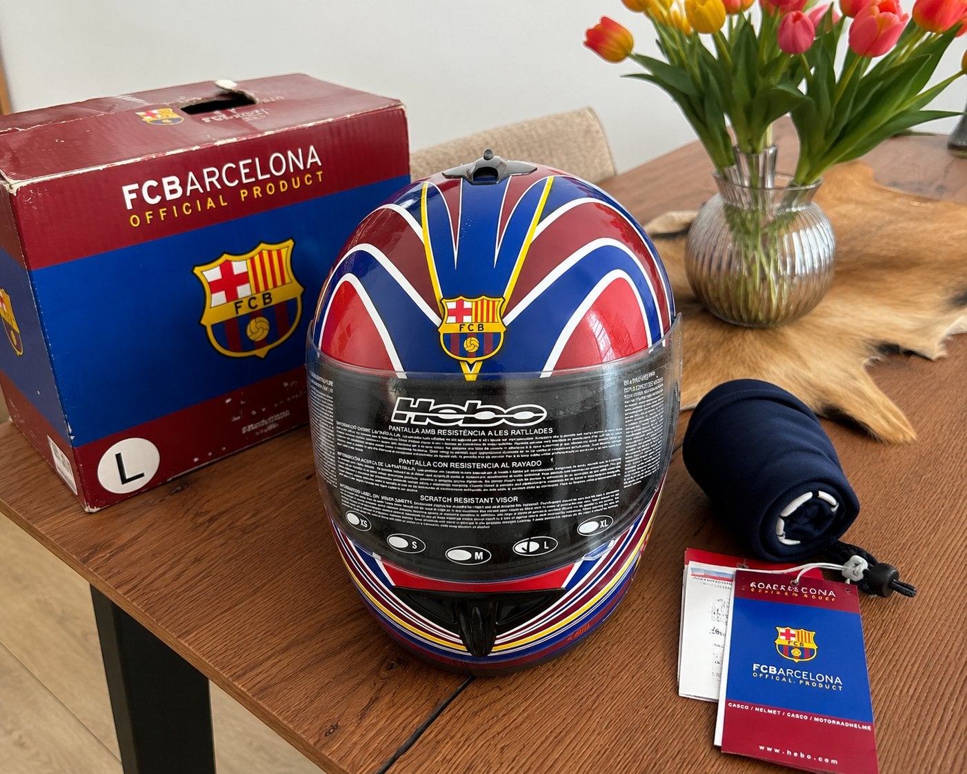 FC Barcelona Hebo motorhelm maat L – Nieuwstaat met doos, Ophalen, Zo goed als nieuw