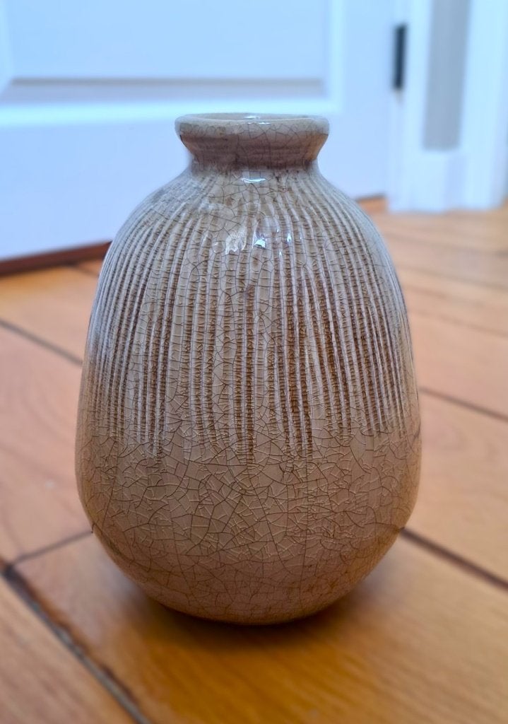 Prachtige vaas van MICA Decorations, Ophalen of Verzenden, Zo goed als nieuw, Beige, Natuurlijk materiaal