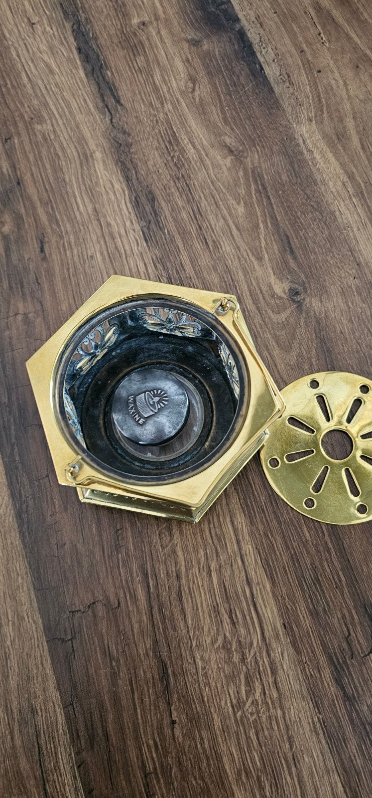 Prachtig antiek/vintage messing theelicht. Zeshoekig rechaud, Ophalen of Verzenden