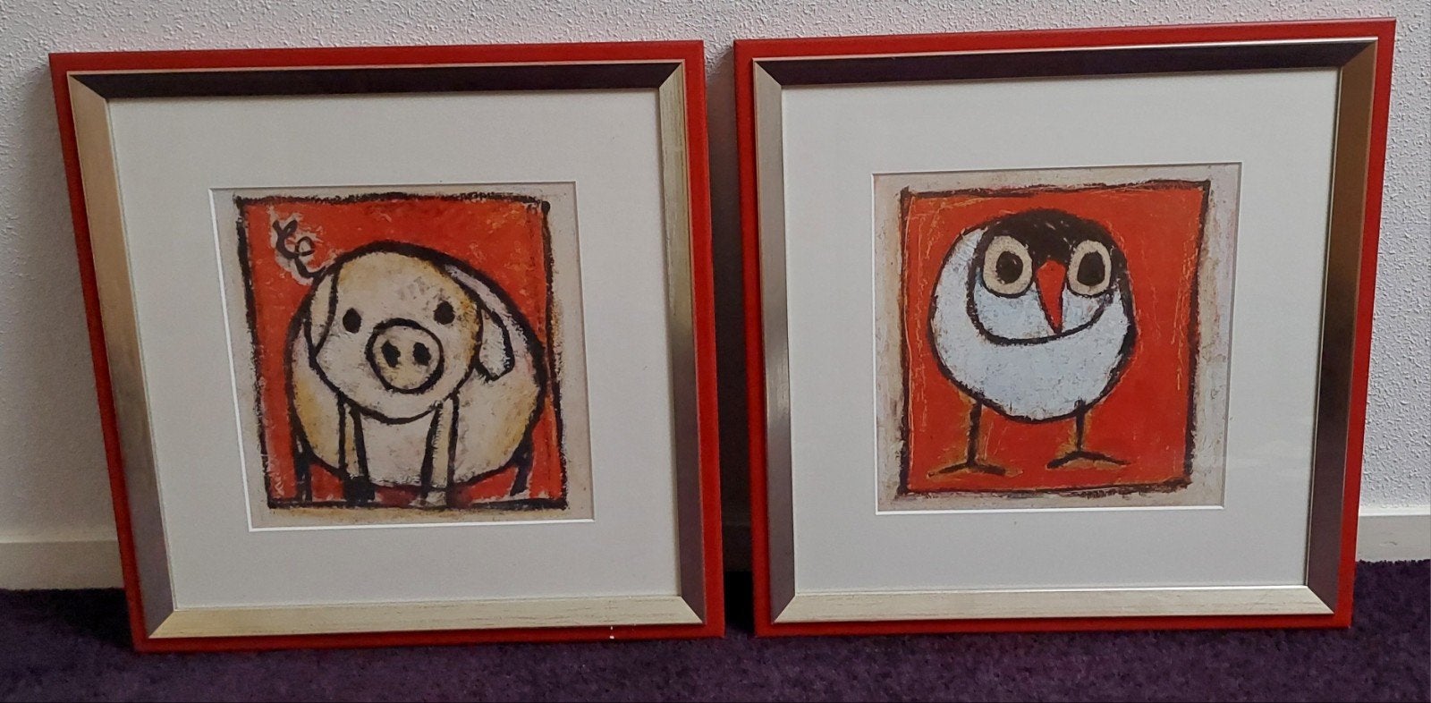 Set van 2 Artprints Hans Innemee - Varken en Vogel, Antiek en Kunst, Ophalen